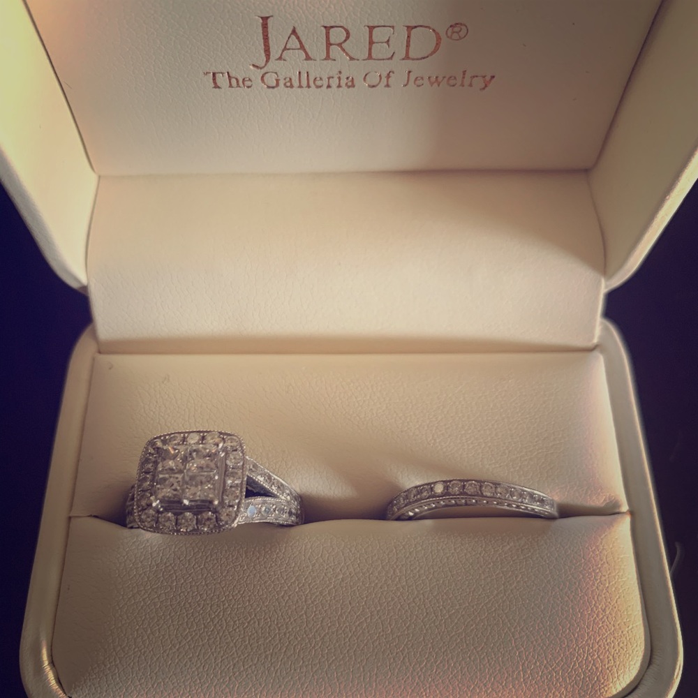Wedding ring set  3ct, white gold, size 5.5.